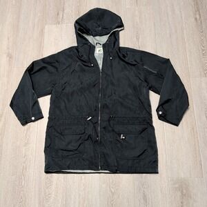 Gap Vintage Hooded Windbreaker Rain Jacket Mens Small‎ Black White Check Lined